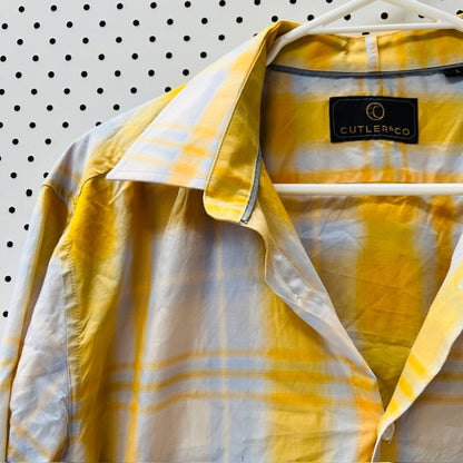 CUTLER + CO/ yellow + grey plaid shirt / L (3899027941002826040)