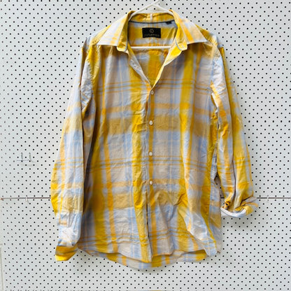 CUTLER + CO/ yellow + grey plaid shirt / L (3899027942674469715)
