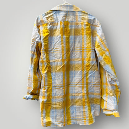 CUTLER + CO/ yellow + grey plaid shirt / L (3899028280950950455)