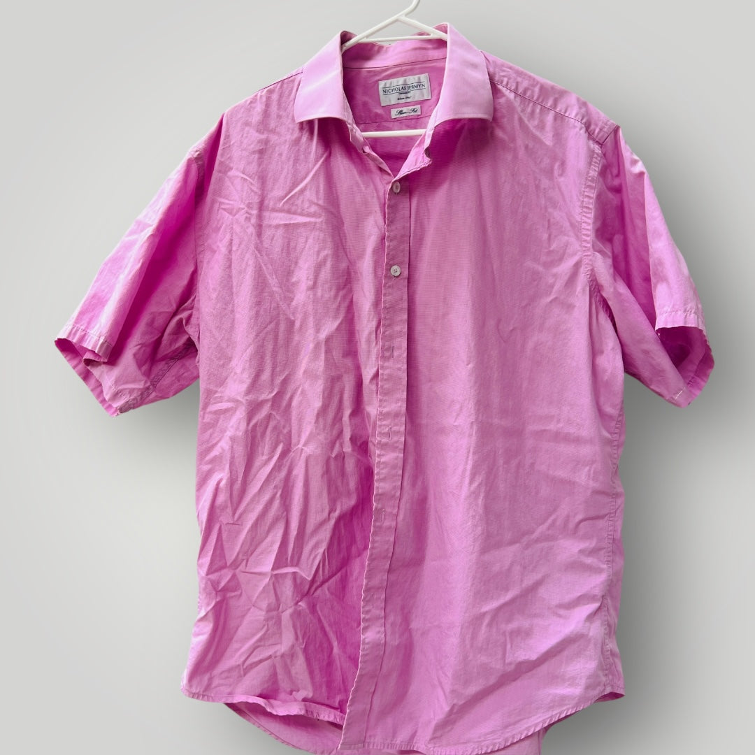 NICHOLAS JERMYN / slim fit pink shirt / 44 (3899028292585059712)