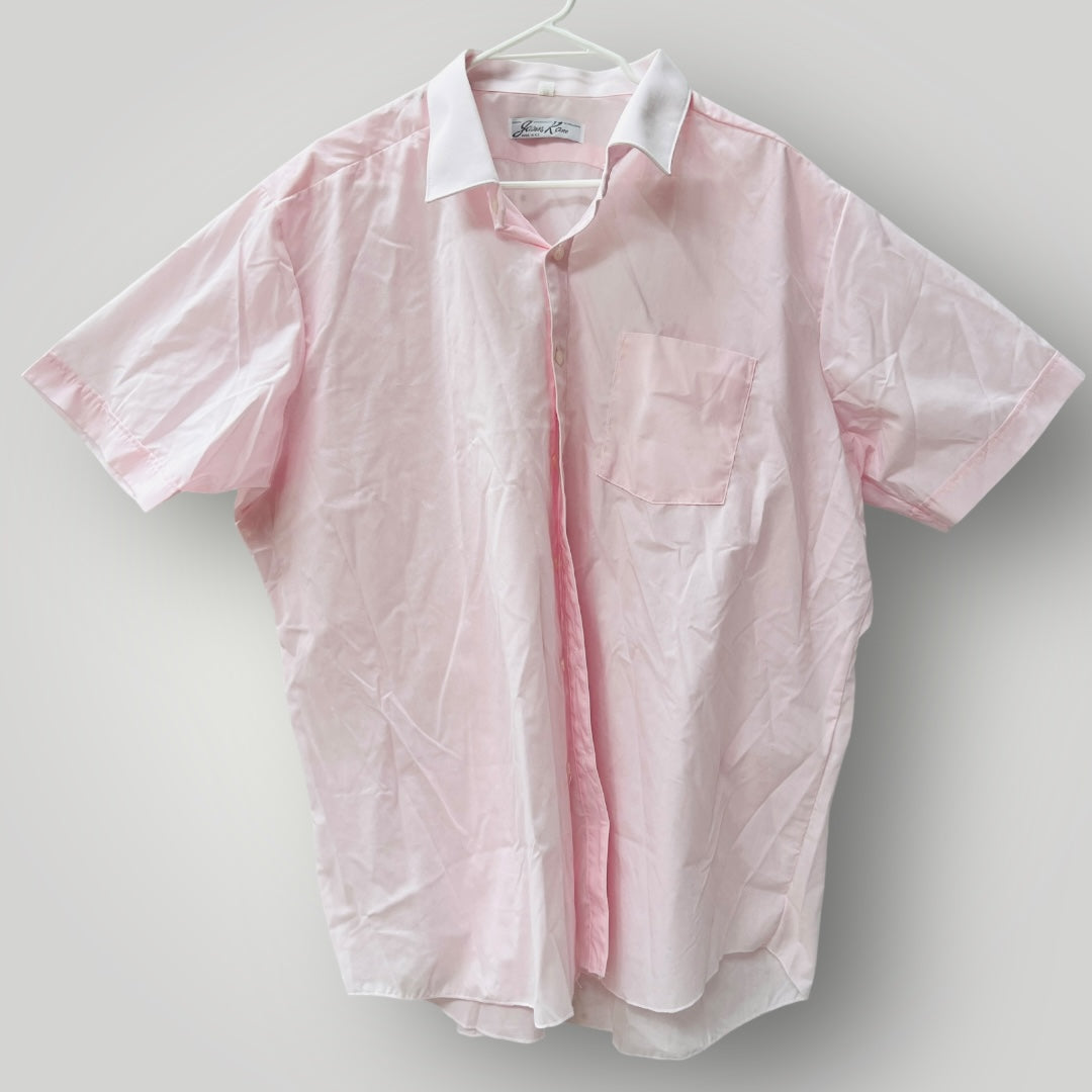 1970s nz vintage / JASON KANE / pink shortsleeved shirt / XL (3899028298080849173)