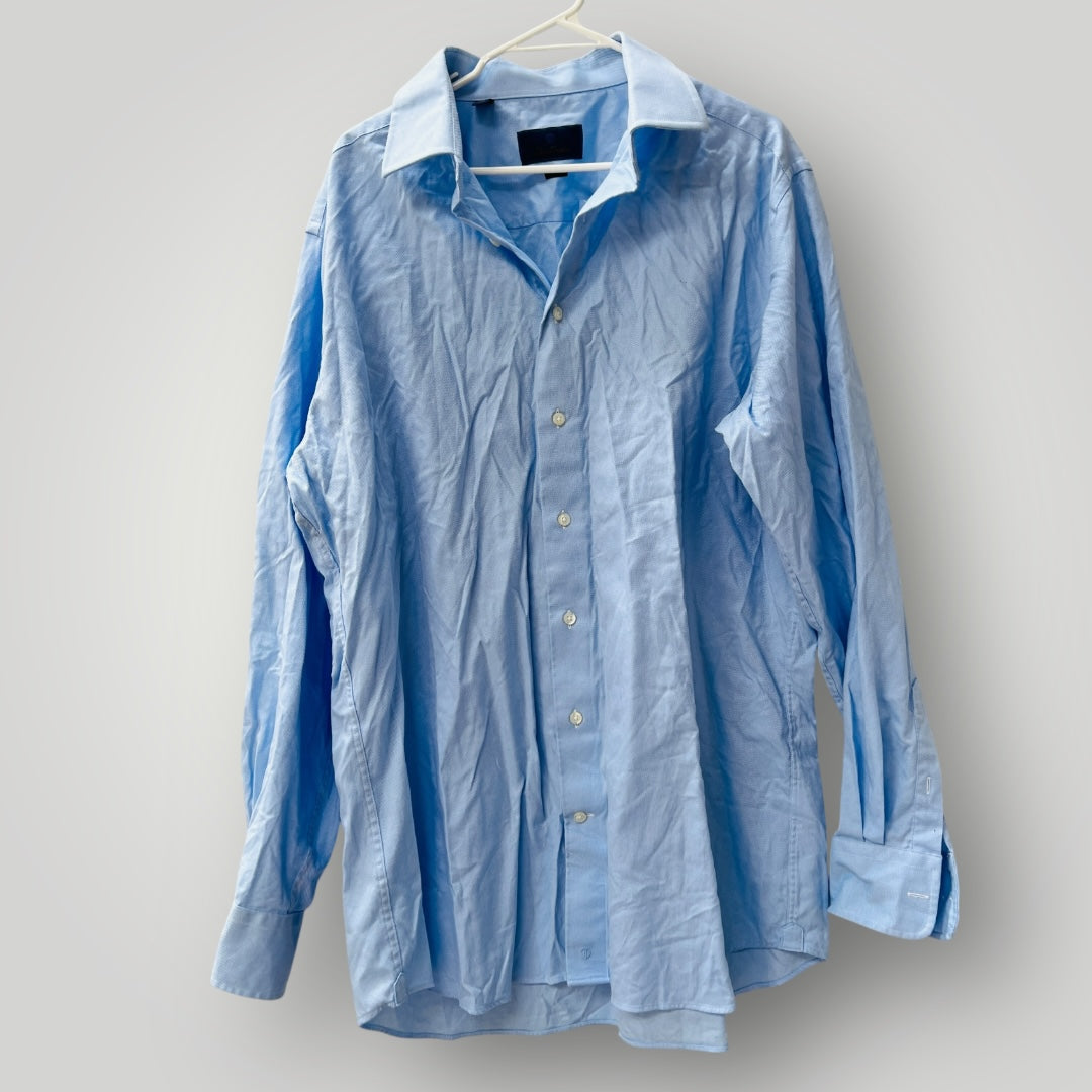 DAVID DONAHUE / blue dress shirt / trim / 18 / 36-37 (3899028306420577996)