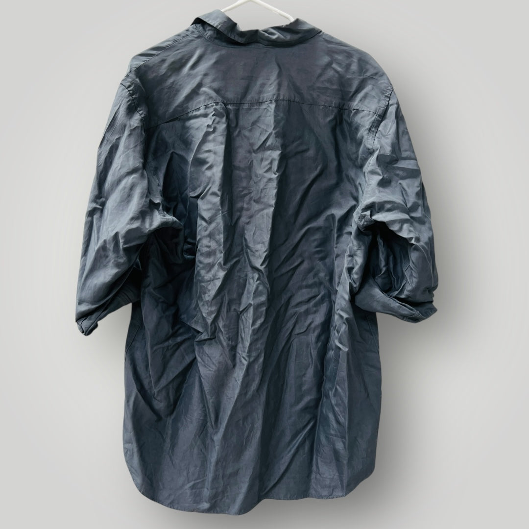 1990s vintage / BLAZER / grey rayon shirt / L (3899028341358522164)