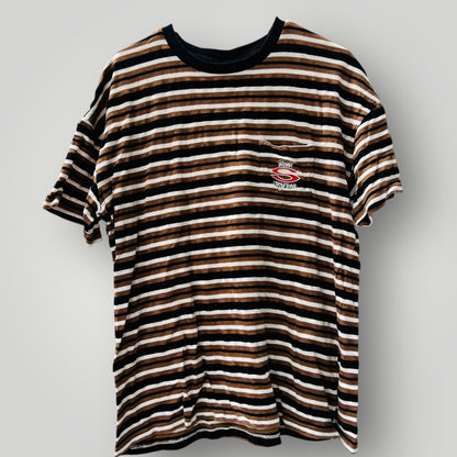 STUSSY / brown striped tee / m (3899028370040915686)