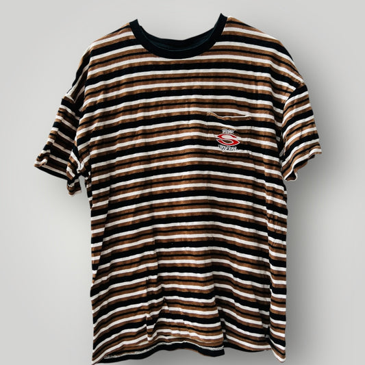 STUSSY / brown striped tee / m (3899028370040915686)