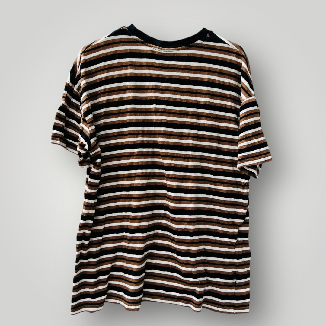 STUSSY / brown striped tee / m (3899028374341640910)