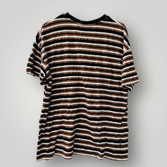 STUSSY / brown striped tee / m (3899028374341640910)