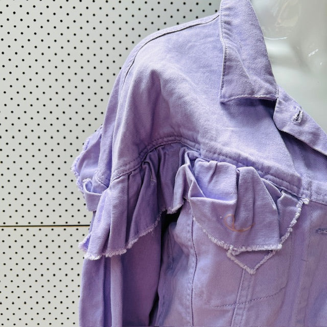 LOVE TREE DENIM / lavender denim jacket with ruffles / m (3899197770896459983)