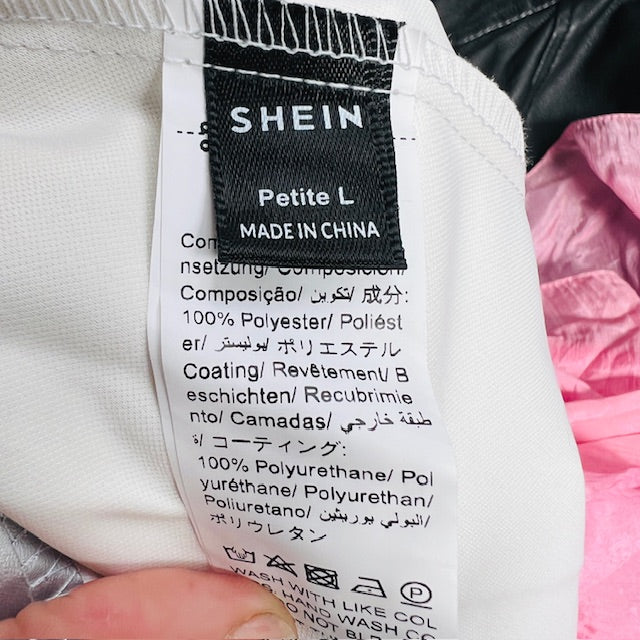 SHEIN PETITE / High Waist Metallic Pleated Skirt / L (3899197800364210149)