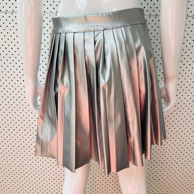 SHEIN PETITE / High Waist Metallic Pleated Skirt / L (3899197801741678644)