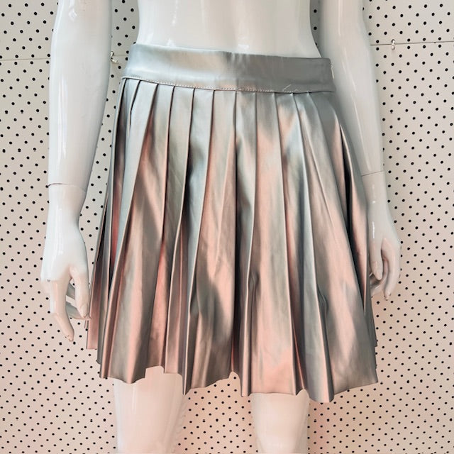 SHEIN PETITE / High Waist Metallic Pleated Skirt / L (3899197803255245061)