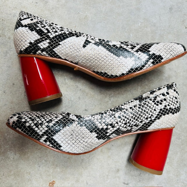 KATE SYLVESTER / snake print block heel pumps / 38 / $499 rrp (3899197814999411781)