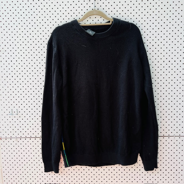 PAUL SMITH / black jumper with coloured stitching to sides / m (3899197852241001324)