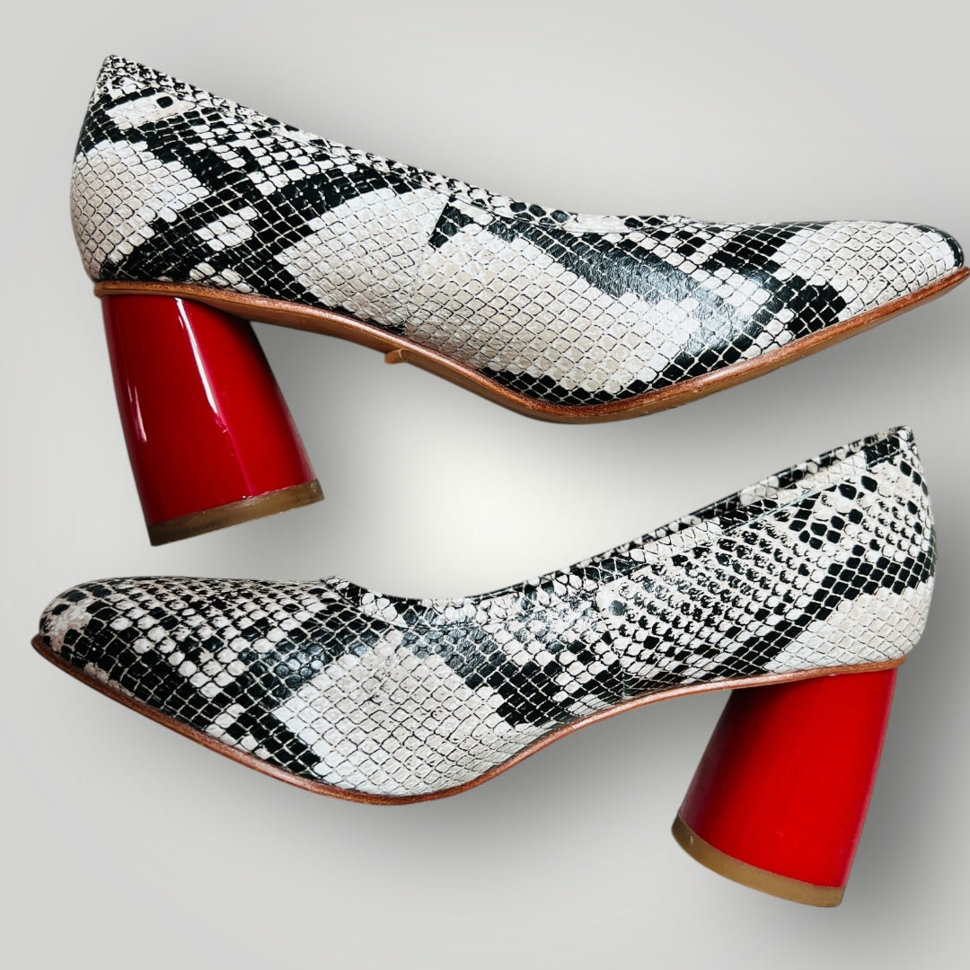 KATE SYLVESTER / snake print block heel pumps / 38 / $499 rrp (3899198048657934174)