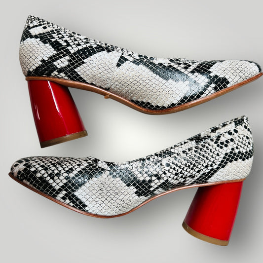 KATE SYLVESTER / snake print block heel pumps / 38 / $499 rrp (3899198048657934174)