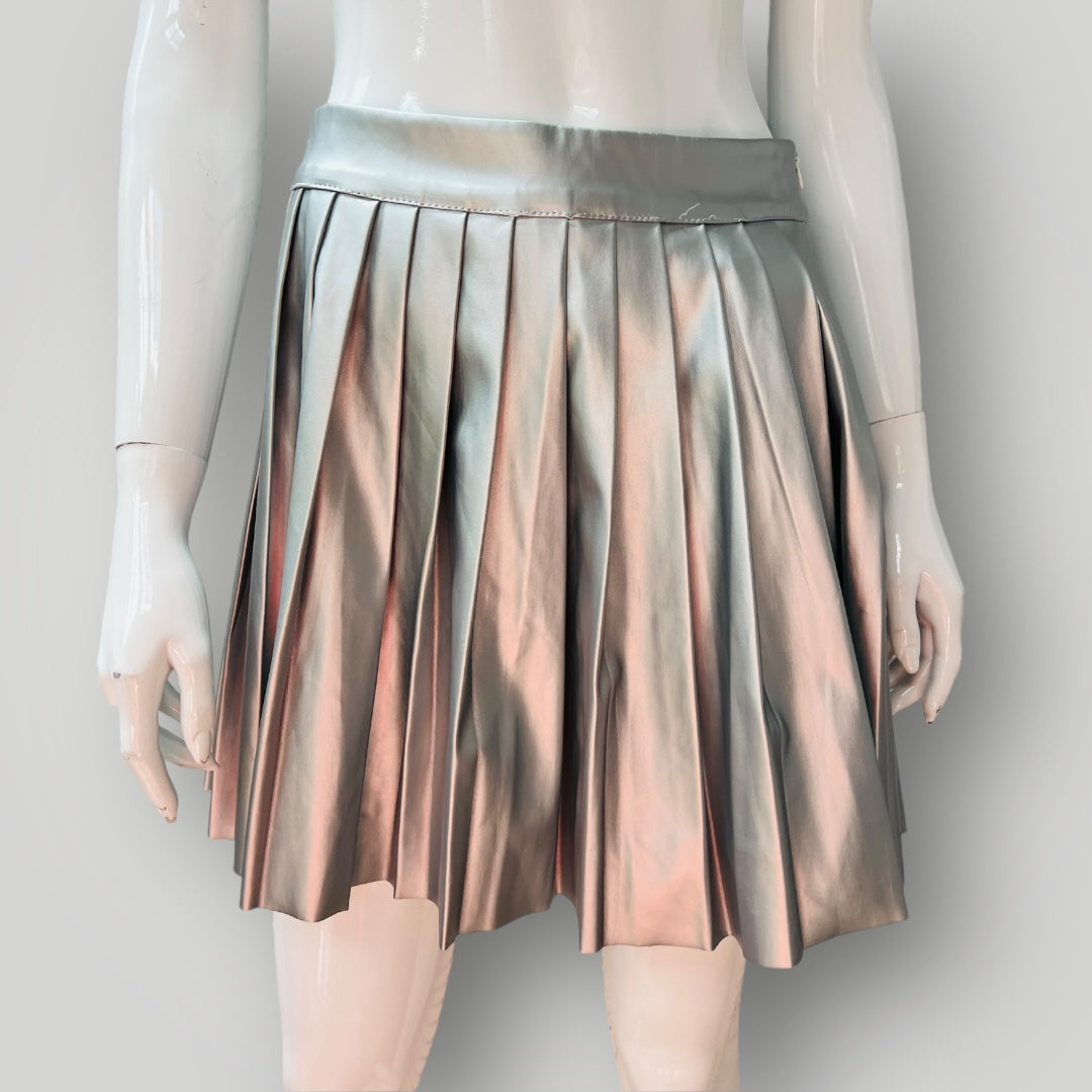 SHEIN PETITE / High Waist Metallic Pleated Skirt / L (3899198058400057521)