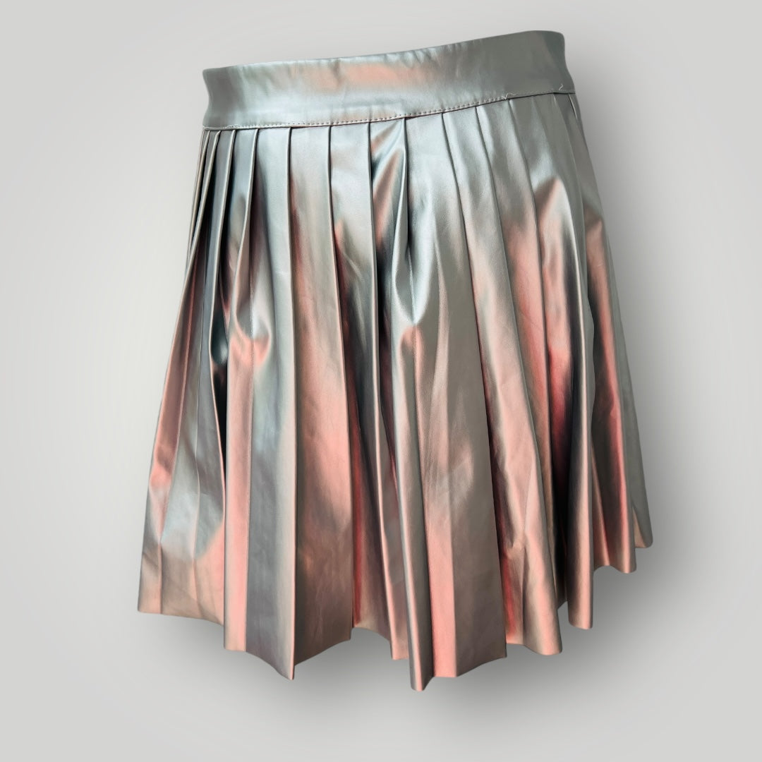 SHEIN PETITE / High Waist Metallic Pleated Skirt / L (3899198059903655082)