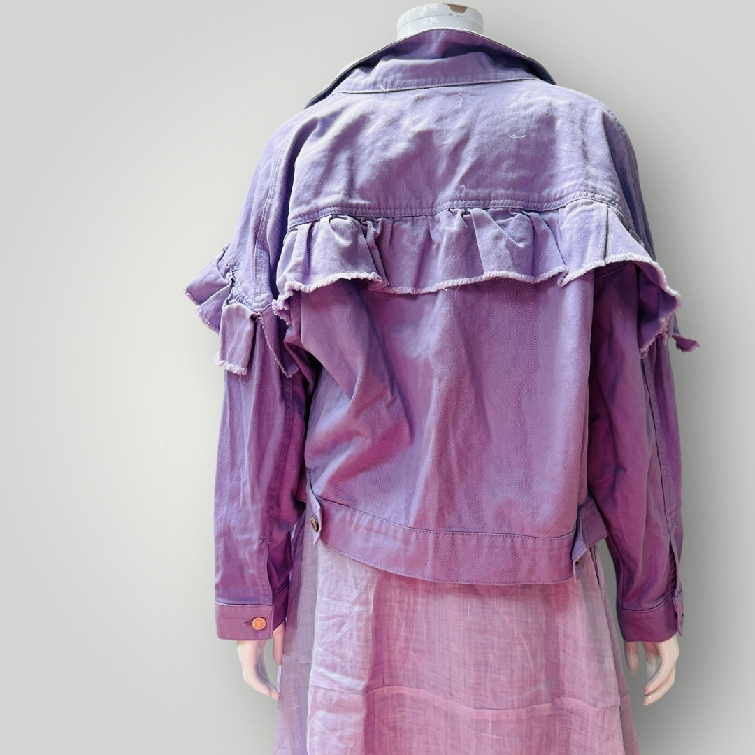 LOVE TREE DENIM / lavender denim jacket with ruffles / m (3899198077449425138)