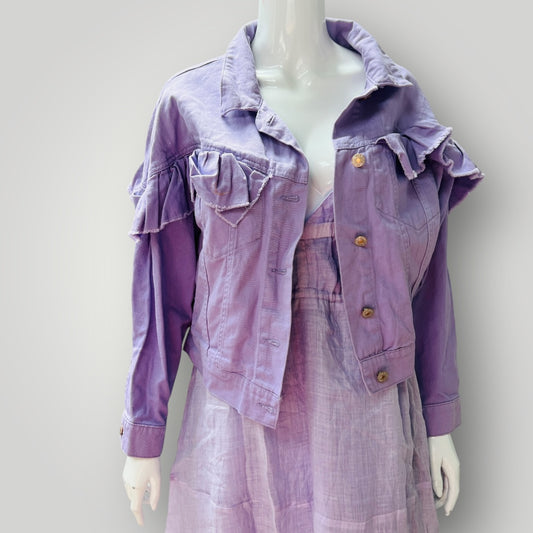 LOVE TREE DENIM / lavender denim jacket with ruffles / m (3899198079079509563)