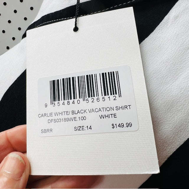 Dissh / Carlie White / Black Vacation Shirt / 14 / new with tags (3899540121976851394)