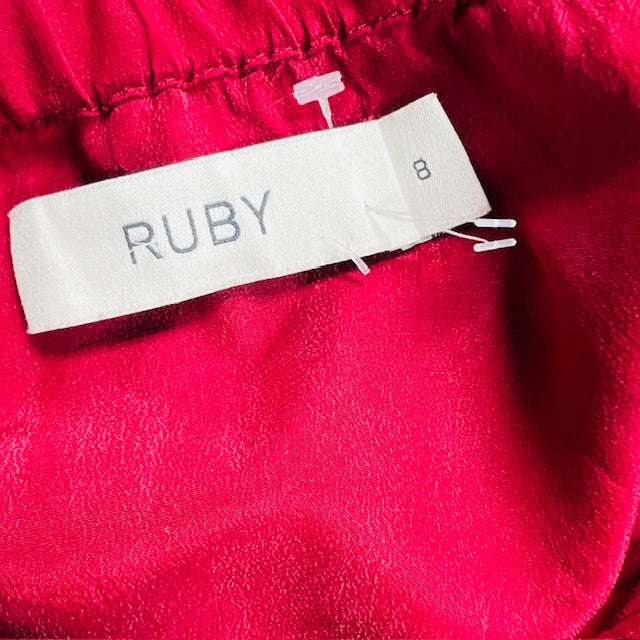 RUBY / pink silk pants / s (3899707971329098485)