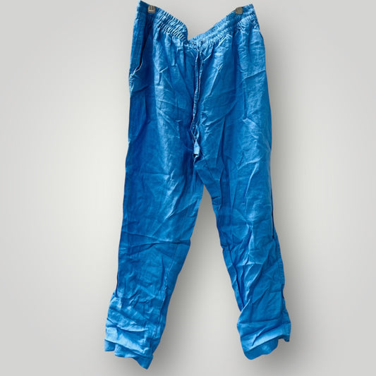 h+m / blue linen drawstring pants / L (3899708287530449192)