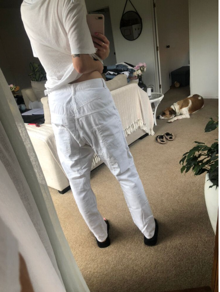 BASSIKE / low slung white jeans / 30 / made in japan (3899725531786677010)