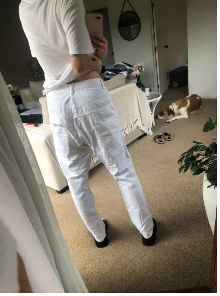 BASSIKE / low slung white jeans / 30 / made in japan (3899725534887680233)