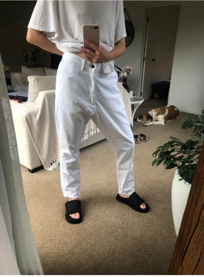 BASSIKE / low slung white jeans / 30 / made in japan (3899725544333568406)