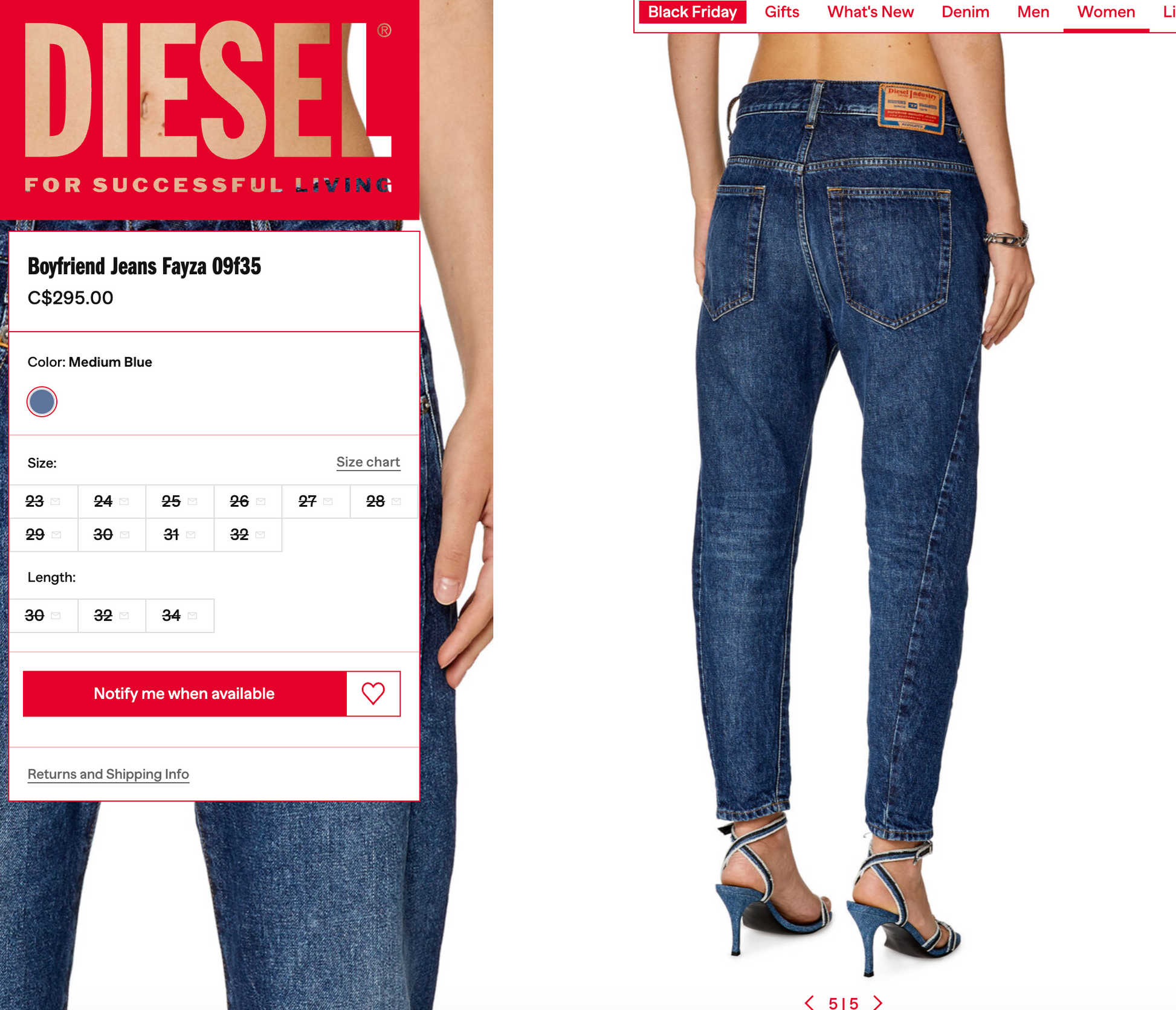 diesel / fayza relaxed boyfriend low waist jeans / 31 (3899800810214539422)