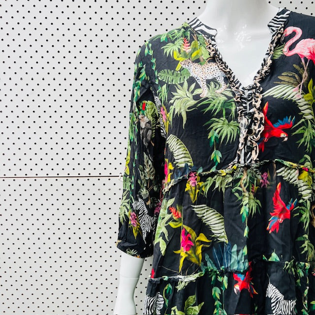 LULALIFE / jungle print dress / L (3900237337267446447)
