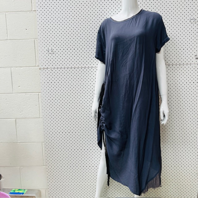 company of strangers / sheer dress with ruched sides / silk / s (3900237366706814042)