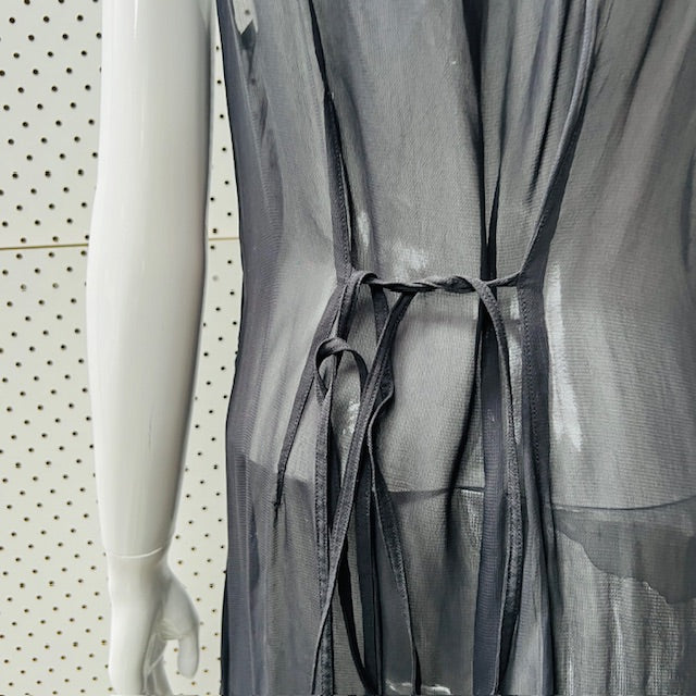 semi sheer / black midi dress / s (3900237387367441585)