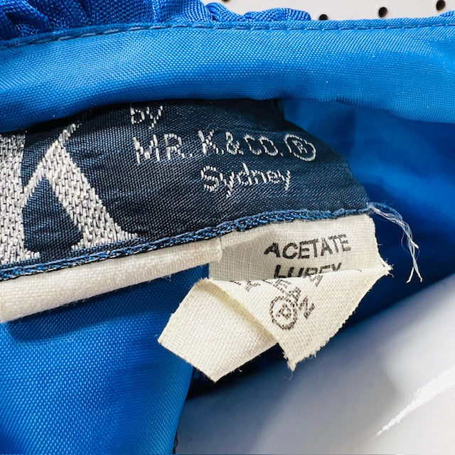 1980s aussie vintage / MR K / bright blue wrap dress with sequins / s (3900237412227191422)