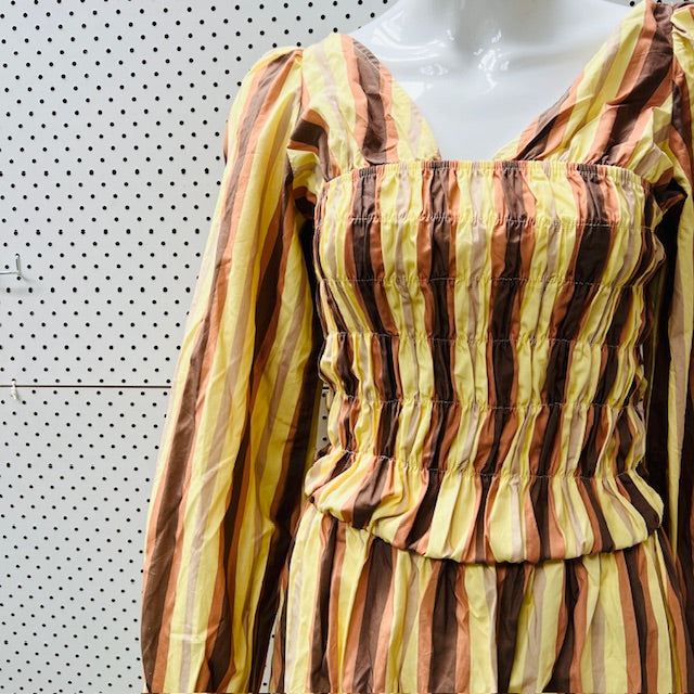 ASOS DESIGN / shirred long sleeve maxi dress in stripe / s (3900237429601876560)