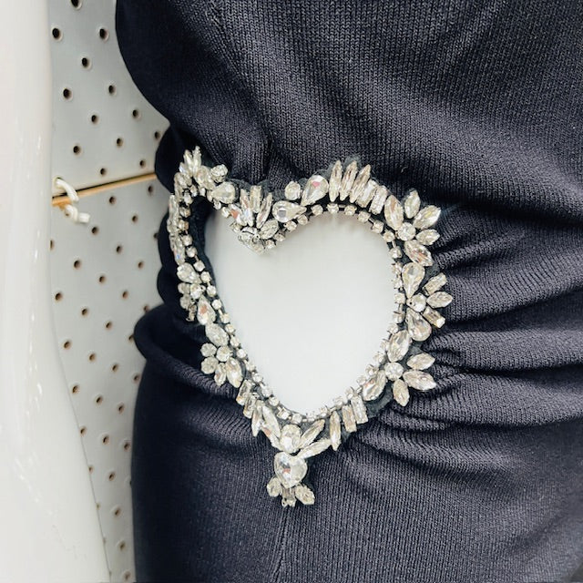 ZARA / party dress with cutout sequinned heart / m (3900237455049803578)