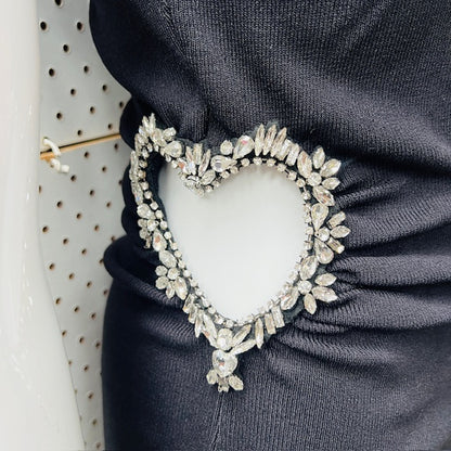 ZARA / party dress with cutout sequinned heart / m (3900237455049803578)