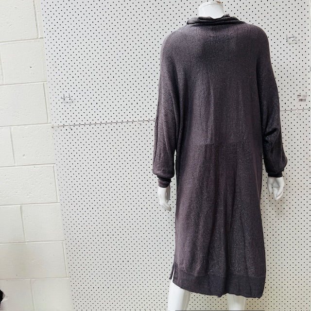 MAX / high necked silver lurex dress / L (3900237462100867643)