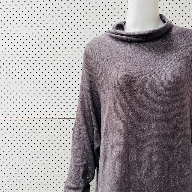 MAX / high necked silver lurex dress / L (3900237465818403902)