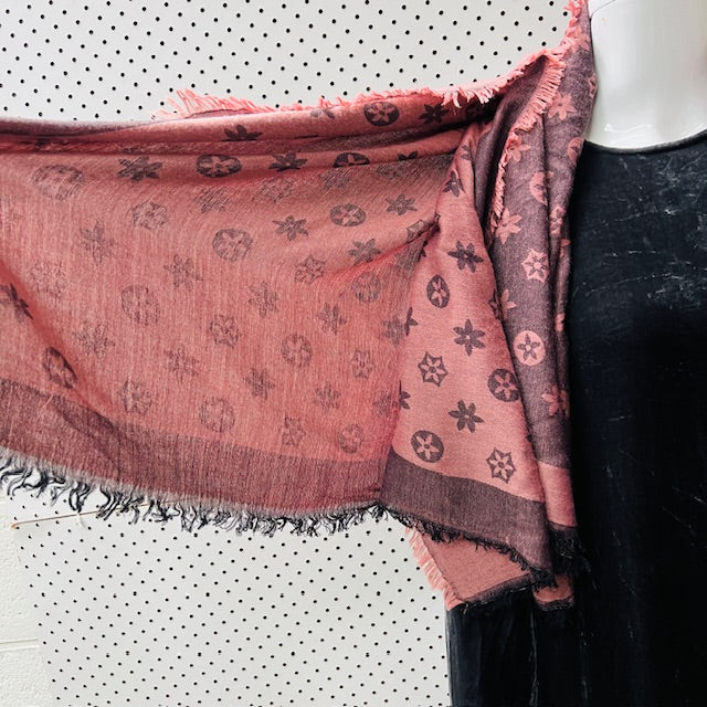 patterned / wool viscose scarf / large (3900237502604875386)