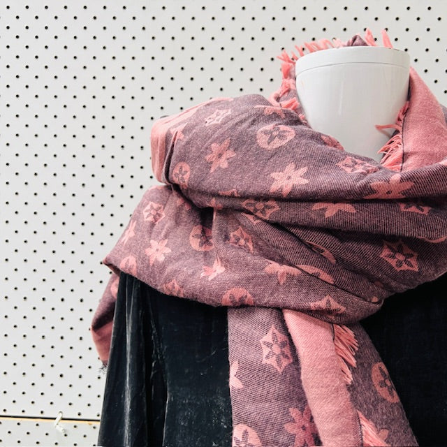 patterned / wool viscose scarf / large (3900237509364993502)