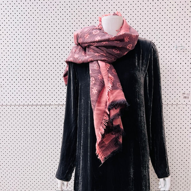 patterned / wool viscose scarf / large (3900237511300653263)