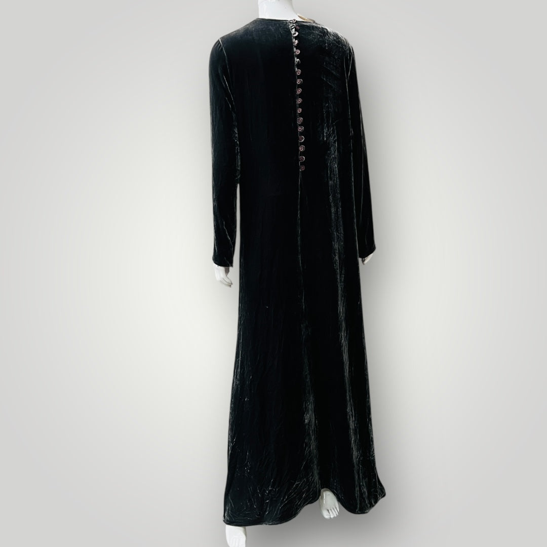 1990s nz vintage / GAYE BARTLETT / silk velvet maxi dress / s (3900238055386323665)