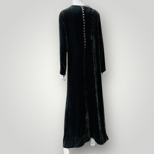 1990s nz vintage / GAYE BARTLETT / silk velvet maxi dress / s (3900238055386323665)