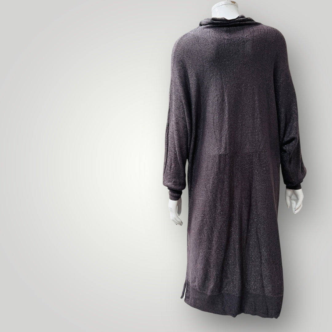 MAX / high necked silver lurex dress / L (3900238070418152687)