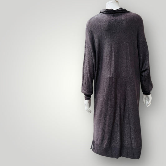 MAX / high necked silver lurex dress / L (3900238070418152687)