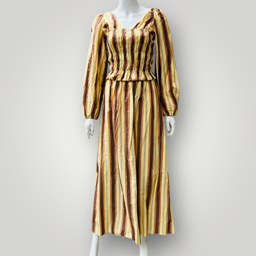 ASOS DESIGN / shirred long sleeve maxi dress in stripe / s (3900238079631950820)