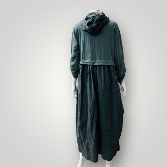 made in italy / green hooded dress with gorgeous shape / free size (3900238086886119792)