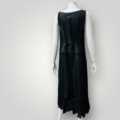 semi sheer / black midi dress / s (3900238091740475688)