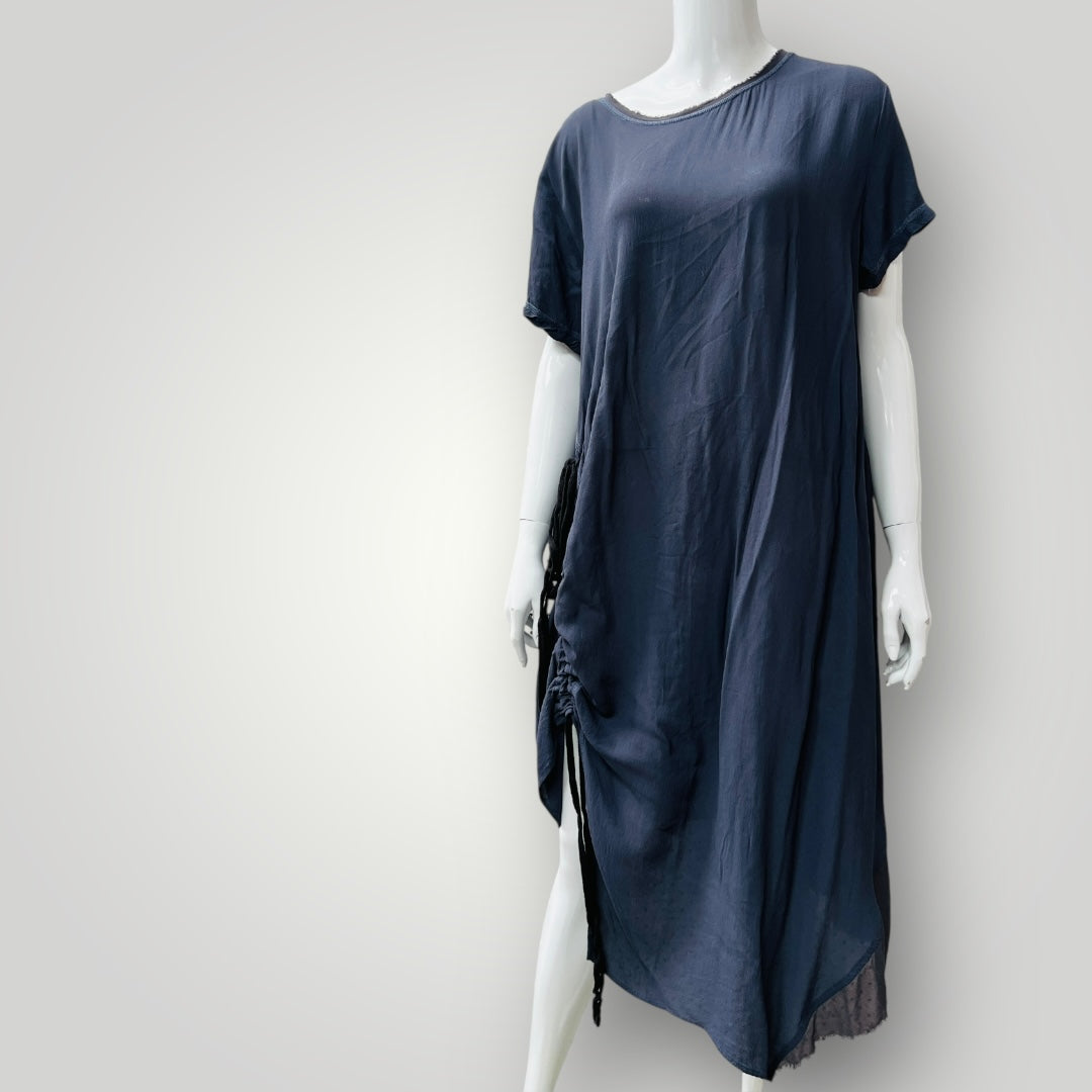 company of strangers / sheer dress with ruched sides / silk / s (3900238096383652787)